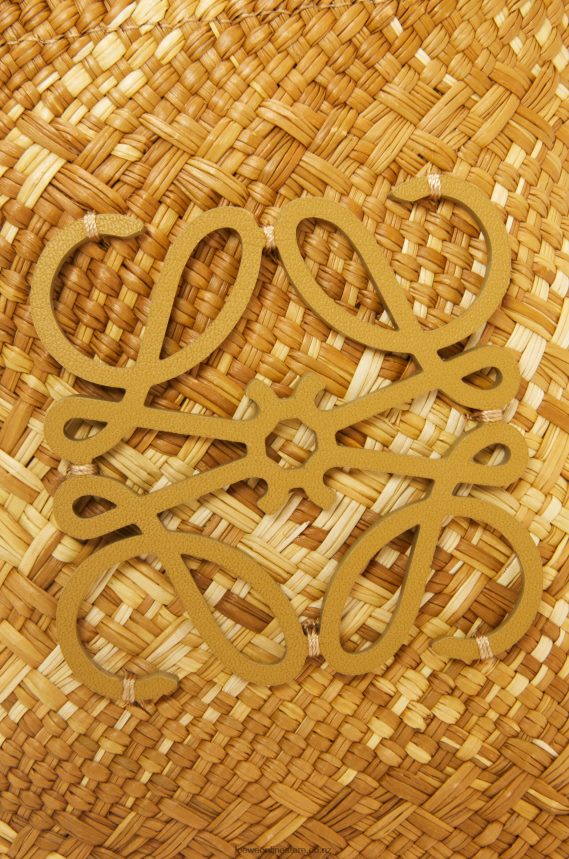 Loewe Women Square pocket in iraca palm and calfskin Ochre LH60R316