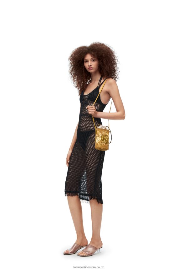 Loewe Women Square pocket in iraca palm and calfskin Ochre LH60R316