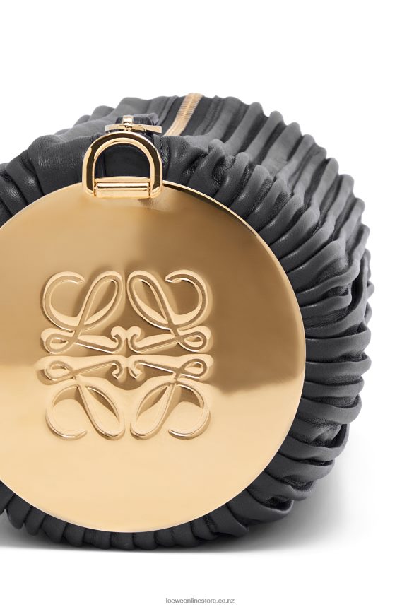 Loewe Women Bracelet Pouch in pleated nappa Black LH60R626