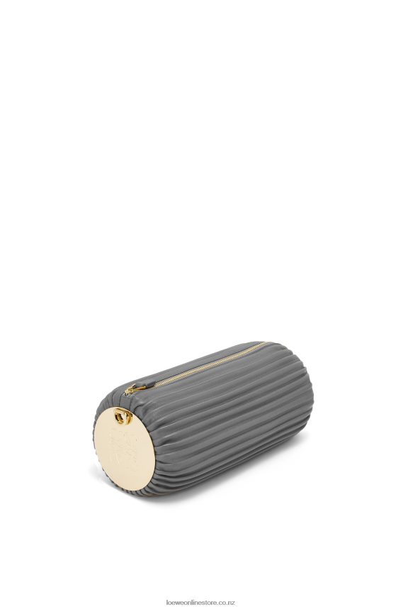 Loewe Women Bracelet pouch in nappa calfskin and brass Asphalt Grey LH60R622