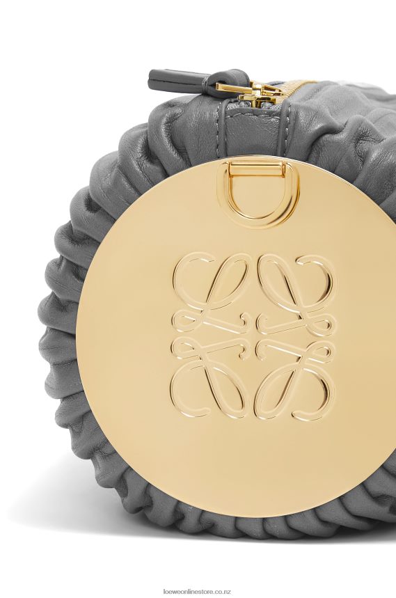 Loewe Women Bracelet pouch in nappa calfskin and brass Asphalt Grey LH60R622