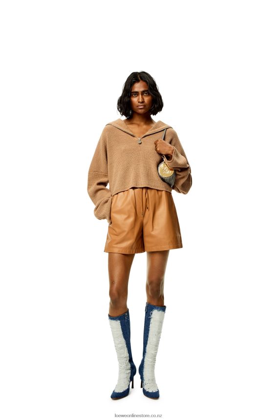 Loewe Women Bracelet pouch in nappa calfskin and brass Asphalt Grey LH60R622