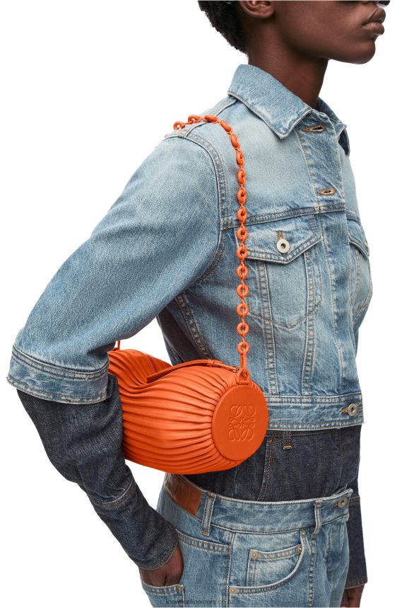 Loewe Women Bracelet pouch in pleated nappa Orange LH60R600