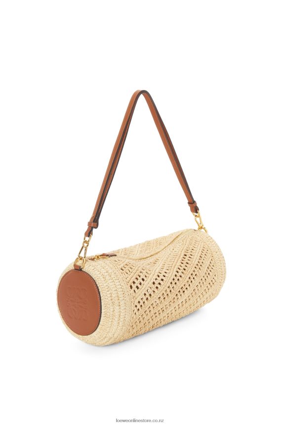 Loewe Women Bracelet pouch in raffia and calfskin Natural/Tan LH60R378