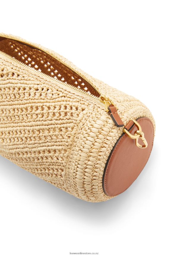 Loewe Women Bracelet pouch in raffia and calfskin Natural/Tan LH60R378