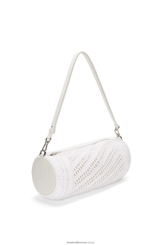 Loewe Women Bracelet pouch in raffia and calfskin White LH60R377