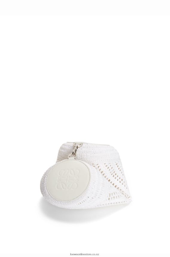 Loewe Women Bracelet pouch in raffia and calfskin White LH60R377