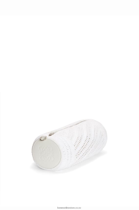Loewe Women Bracelet pouch in raffia and calfskin White LH60R377