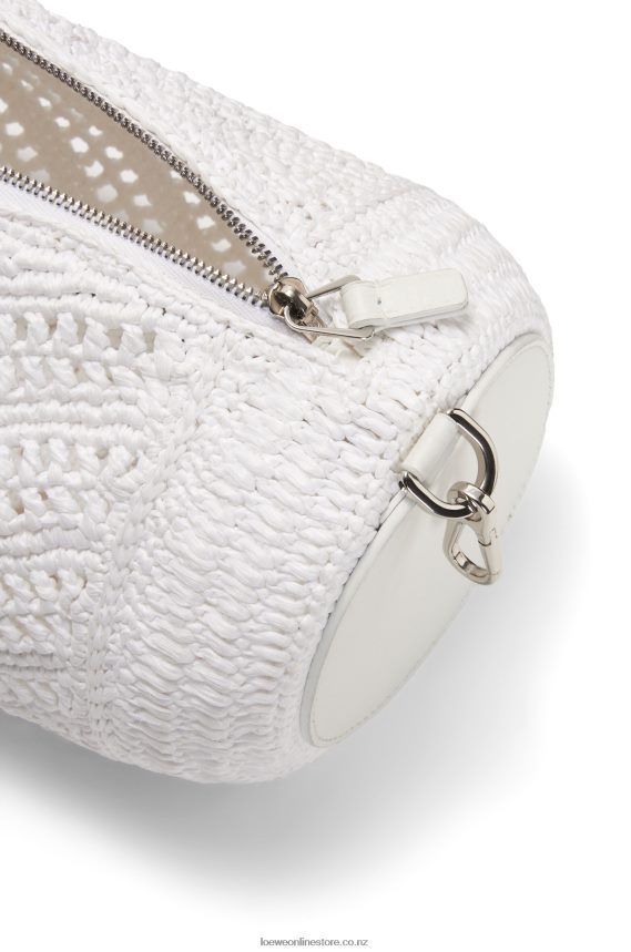 Loewe Women Bracelet pouch in raffia and calfskin White LH60R377