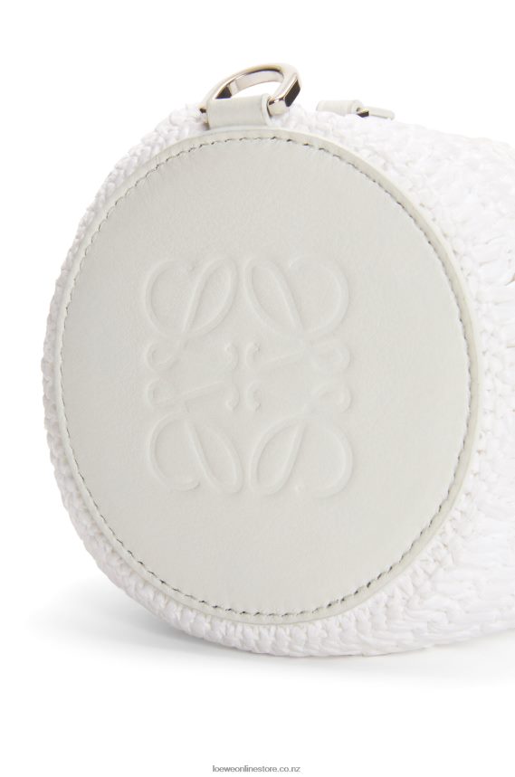 Loewe Women Bracelet pouch in raffia and calfskin White LH60R377