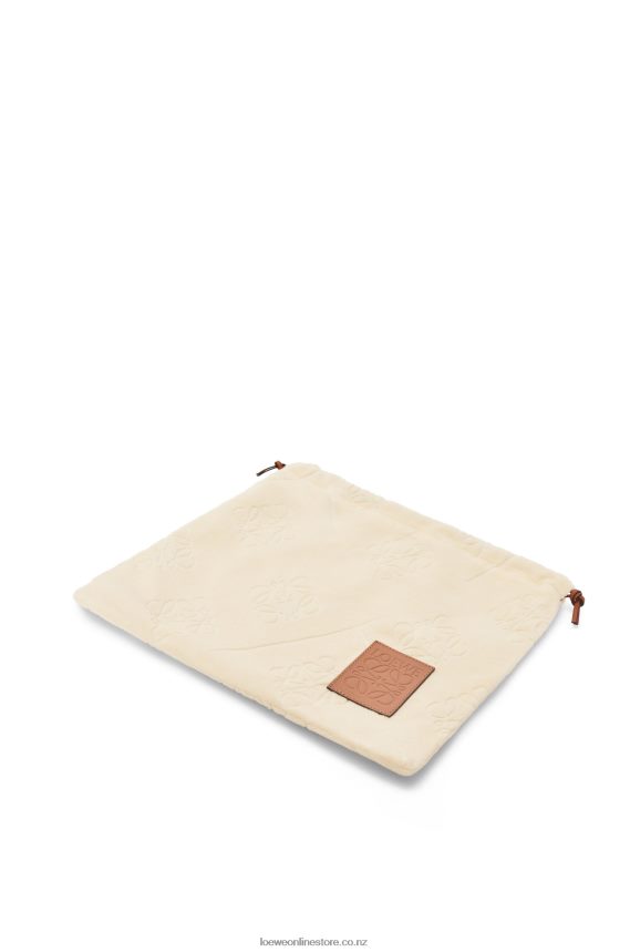 Loewe Women Drawstring pouch in cotton towelling Ecru LH60R583