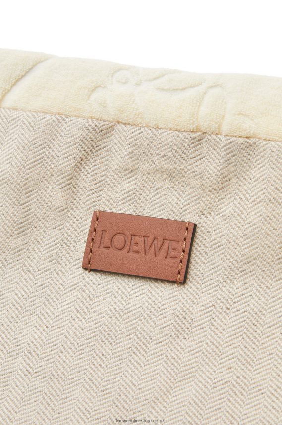 Loewe Women Drawstring pouch in cotton towelling Ecru LH60R583