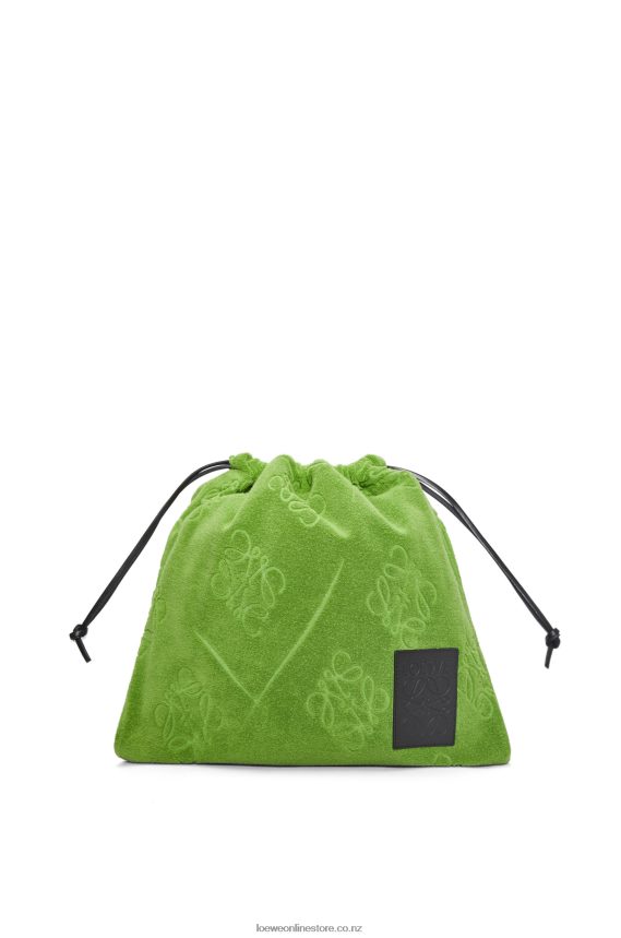 Loewe Women Drawstring pouch in cotton towelling Green LH60R582