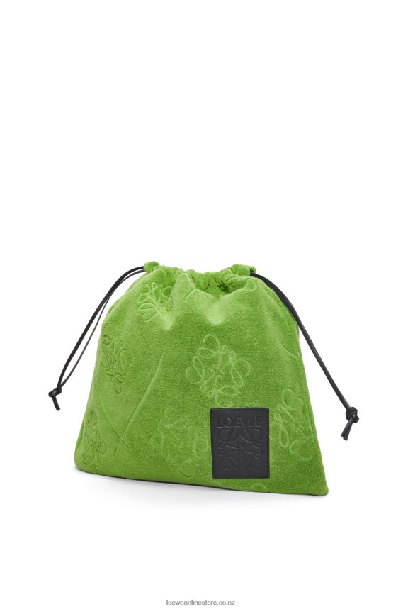 Loewe Women Drawstring pouch in cotton towelling Green LH60R582