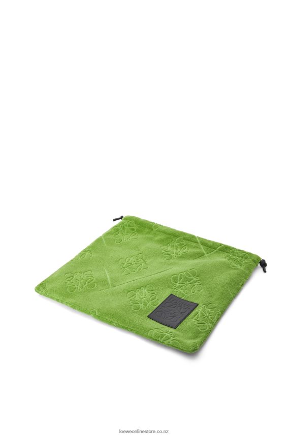 Loewe Women Drawstring pouch in cotton towelling Green LH60R582