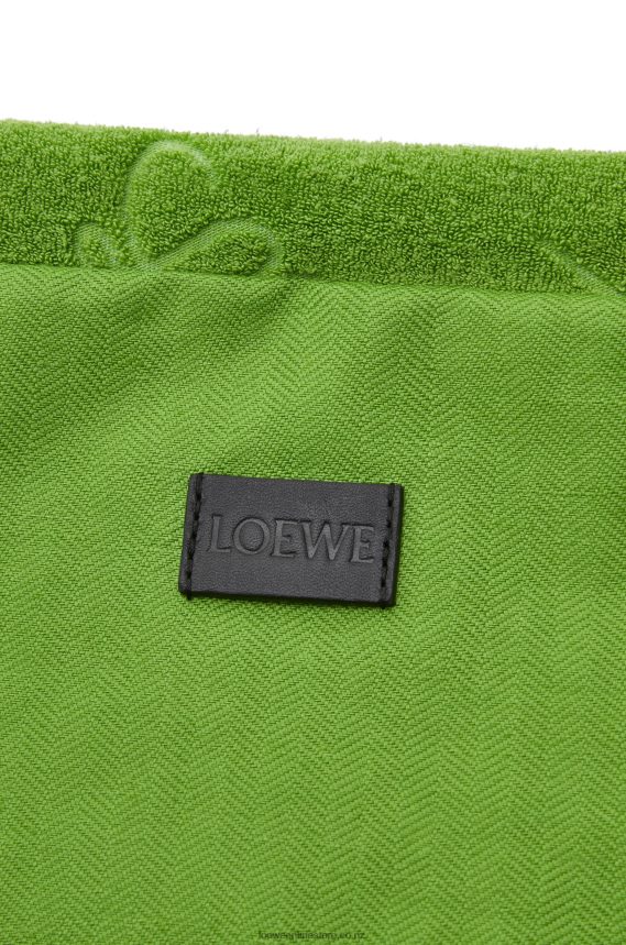 Loewe Women Drawstring pouch in cotton towelling Green LH60R582