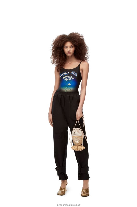 Loewe Women Fish pouch in canvas and raffia Natural/Ivory LH60R221