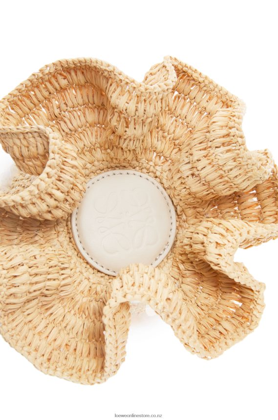 Loewe Women Fish pouch in canvas and raffia Natural/Ivory LH60R221