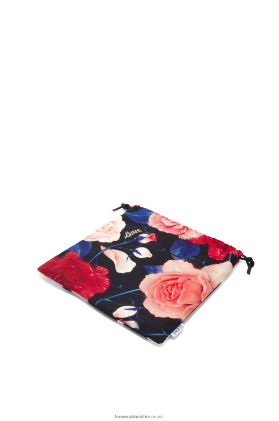 Loewe Women Roses drawstring pouch in canvas Black LH60R586