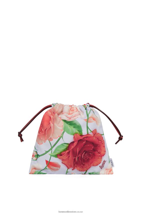 Loewe Women Roses drawstring pouch in canvas Blue Lilac LH60R587