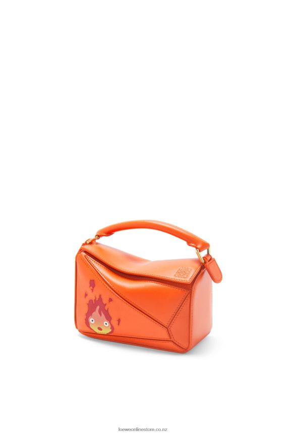 Loewe Women Calcifer mini Puzzle bag in satin calfskin Orange LH60R261