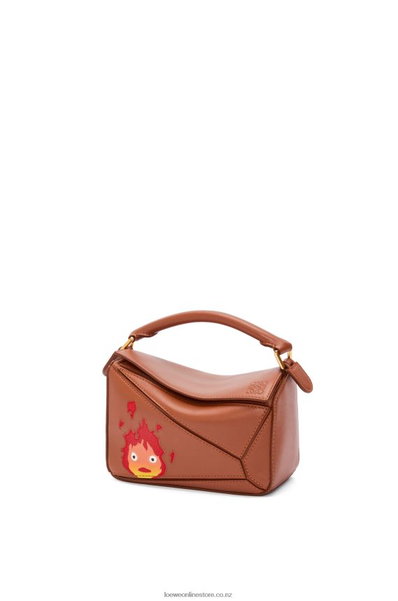 Loewe Women Calcifer mini Puzzle bag in satin calfskin Rust LH60R260