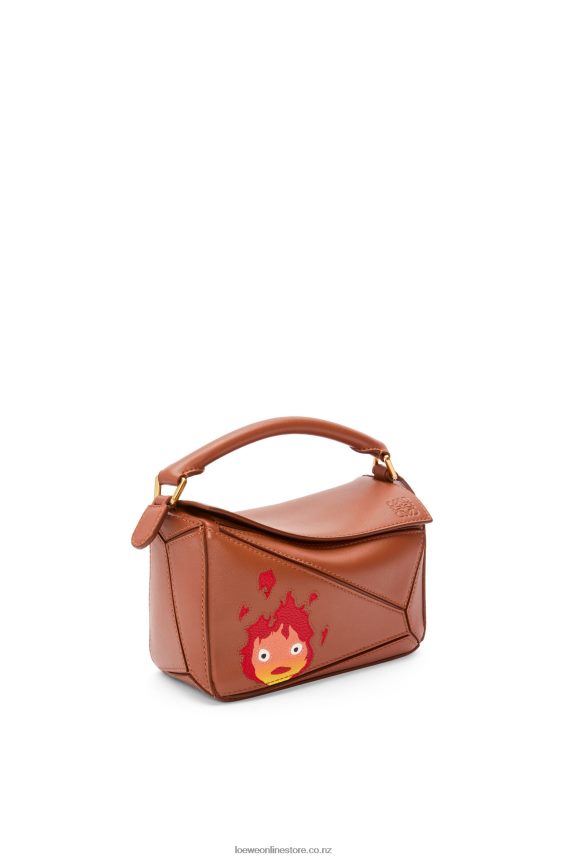 Loewe Women Calcifer mini Puzzle bag in satin calfskin Rust LH60R260