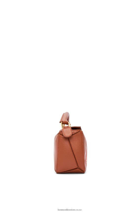 Loewe Women Calcifer mini Puzzle bag in satin calfskin Rust LH60R260