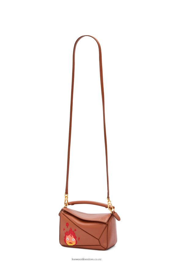 Loewe Women Calcifer mini Puzzle bag in satin calfskin Rust LH60R260