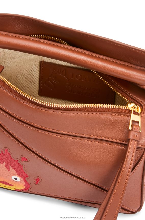 Loewe Women Calcifer mini Puzzle bag in satin calfskin Rust LH60R260