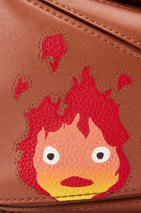 Loewe Women Calcifer mini Puzzle bag in satin calfskin Rust LH60R260