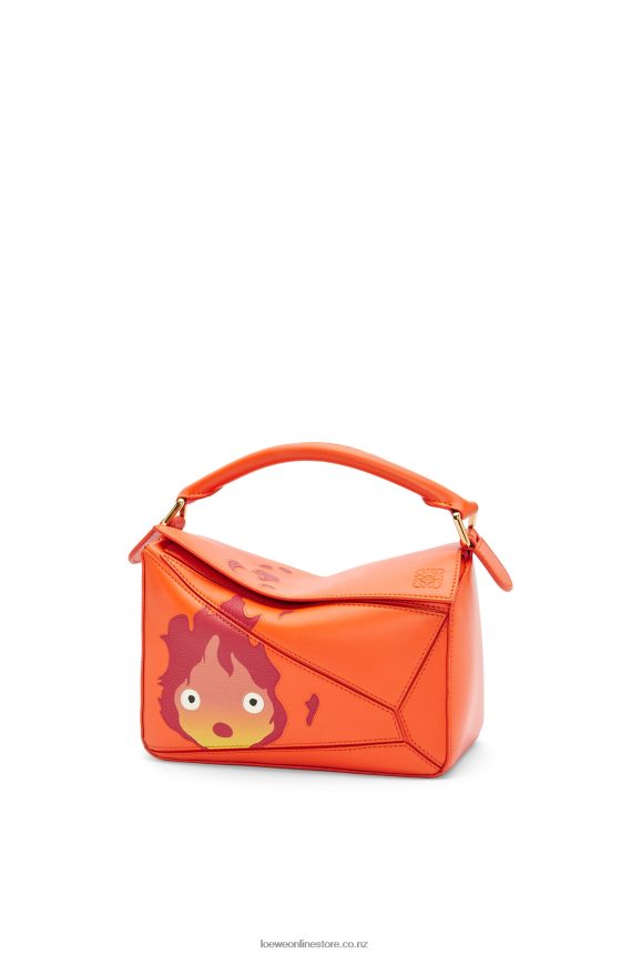 Loewe Women Calcifer small Puzzle bag in satin calfskin Orange LH60R441