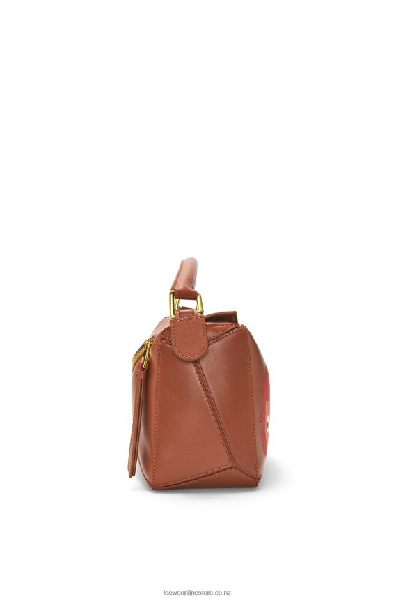 Loewe Women Calcifer small Puzzle bag in satin calfskin Rust LH60R442