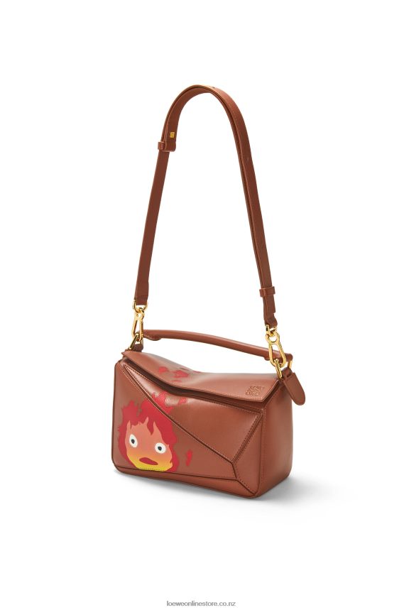 Loewe Women Calcifer small Puzzle bag in satin calfskin Rust LH60R442