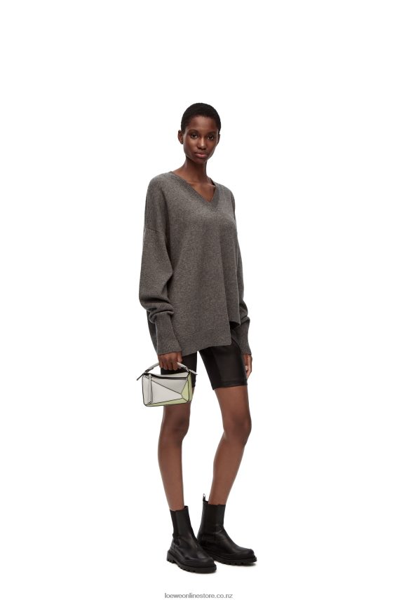 Loewe Women Mini Puzzle bag in classic calfskin Ash Grey/Light Celadon LH60R257