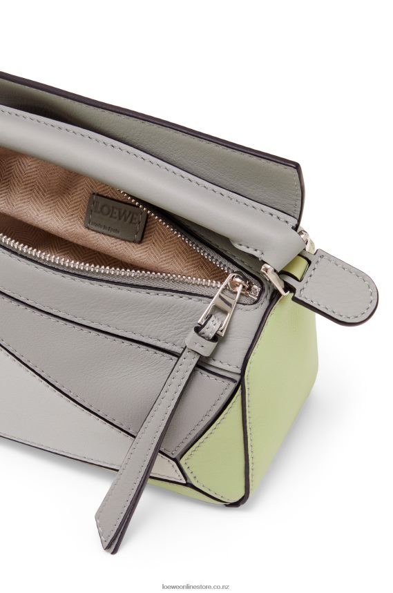Loewe Women Mini Puzzle bag in classic calfskin Ash Grey/Light Celadon LH60R257