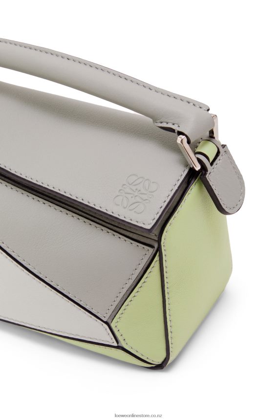 Loewe Women Mini Puzzle bag in classic calfskin Ash Grey/Light Celadon LH60R257