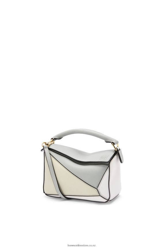 Loewe Women Mini Puzzle bag in classic calfskin Ash Grey/Marble Green LH60R288