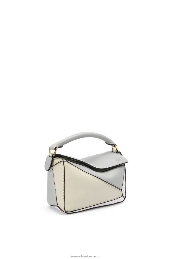 Loewe Women Mini Puzzle bag in classic calfskin Ash Grey/Marble Green LH60R288