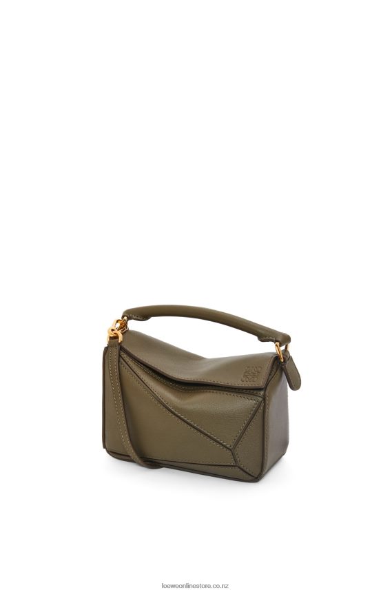 Loewe Women Mini Puzzle bag in classic calfskin Dark Khaki Green LH60R202