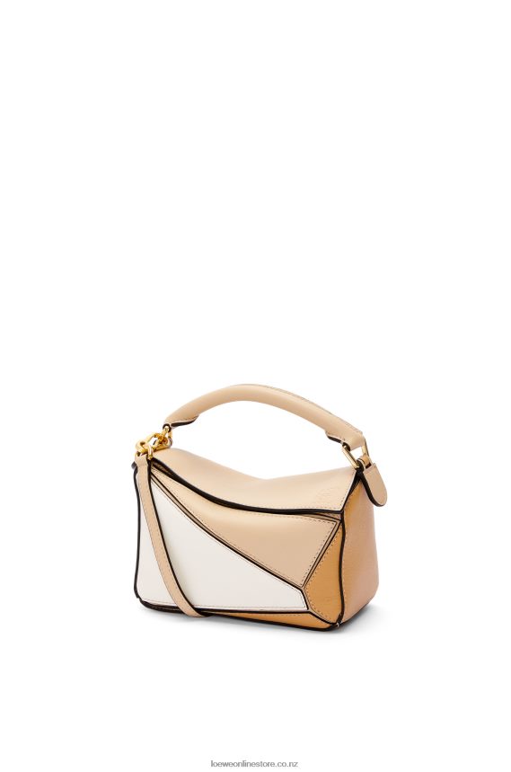 Loewe Women Mini Puzzle bag in classic calfskin Dusty Beige/Soft White LH60R233