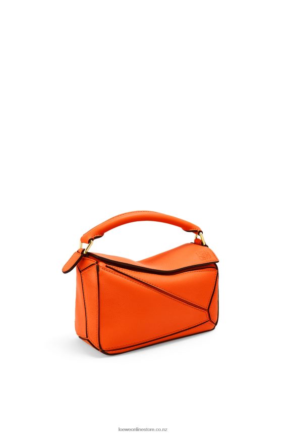 Loewe Women Mini Puzzle bag in classic calfskin Orange LH60R285