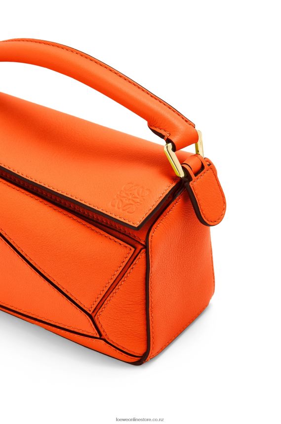 Loewe Women Mini Puzzle bag in classic calfskin Orange LH60R285