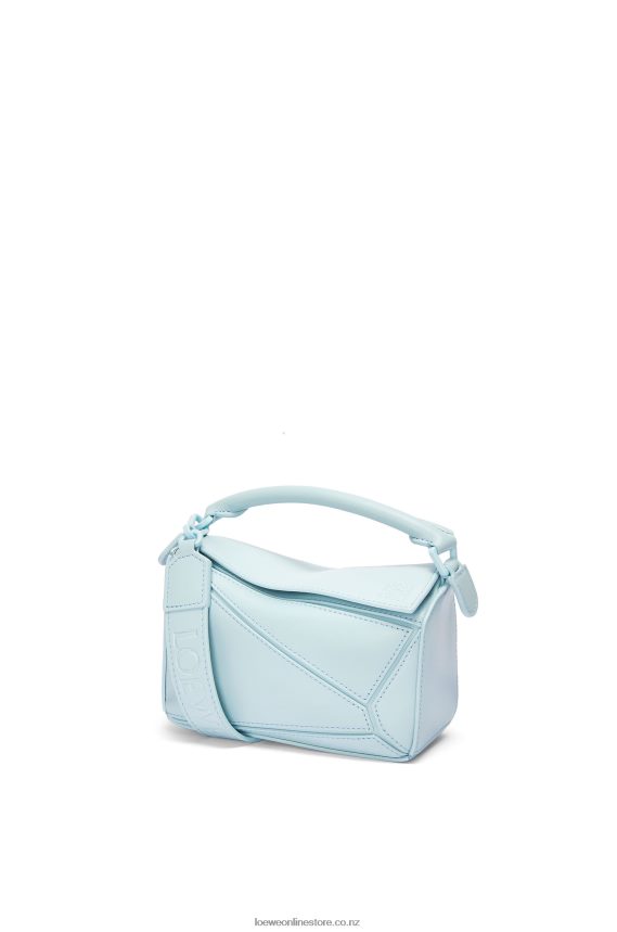 Loewe Women Mini Puzzle bag in satin calfskin Aquamarine LH60R264