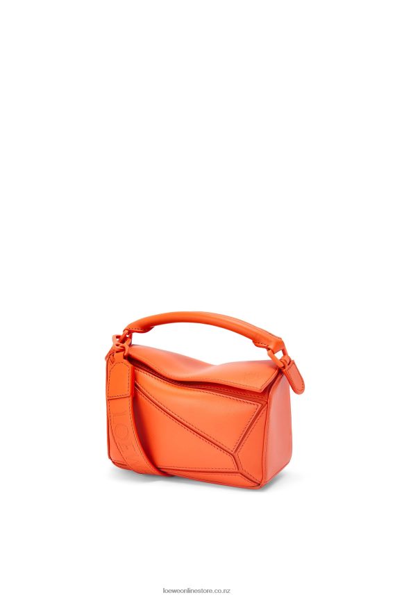 Loewe Women Mini Puzzle bag in satin calfskin Orange LH60R271