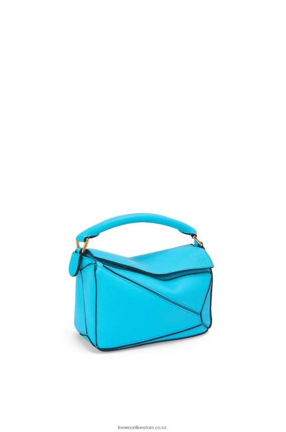Loewe Women Mini Puzzle bag in soft grained calfskin Cyan LH60R287