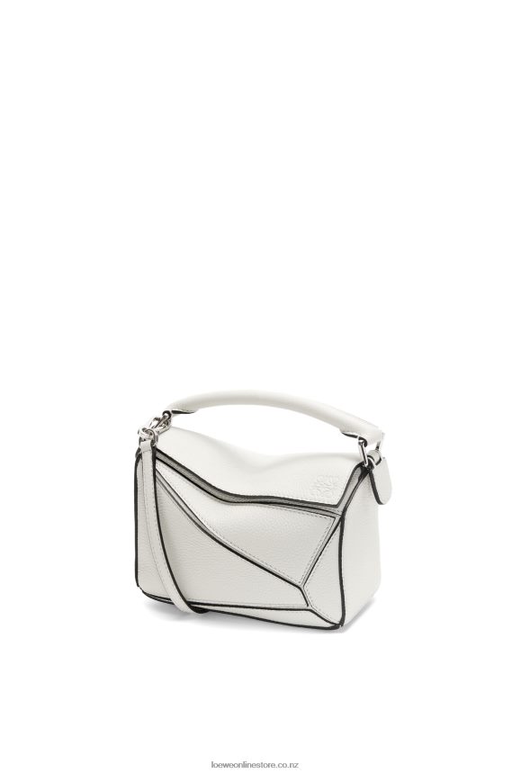 Loewe Women Mini Puzzle bag in soft grained calfskin Soft White LH60R203