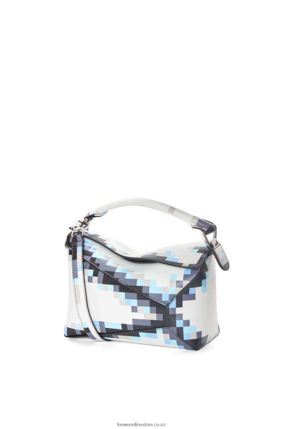 Loewe Women Small Pixelated Puzzle Edge bag in satin calfskin White LH60R395