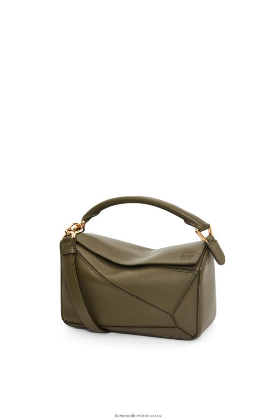 Loewe Women Small Puzzle bag in classic calfskin Dark Khaki Green LH60R542