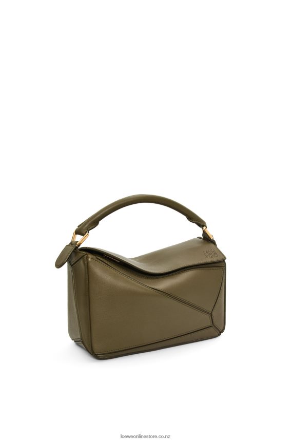 Loewe Women Small Puzzle bag in classic calfskin Dark Khaki Green LH60R542